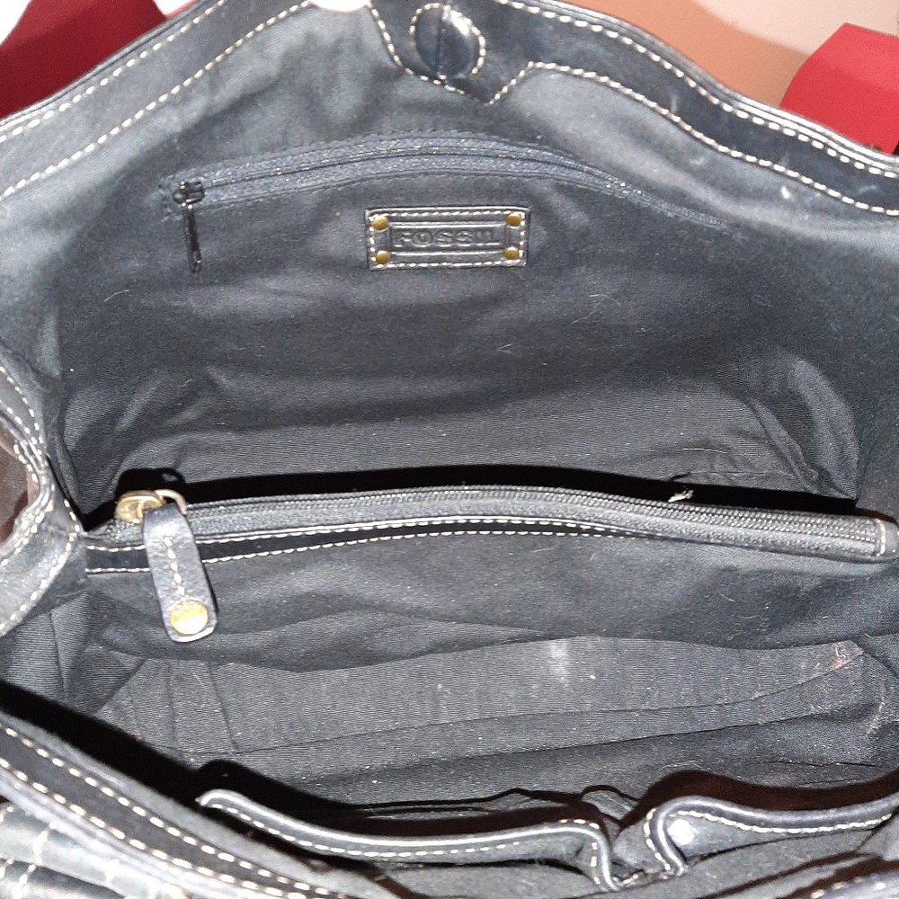 Black Leather Fossil Satchel Bag - Gently Used - Looks Brand New - Picture 9 of 9